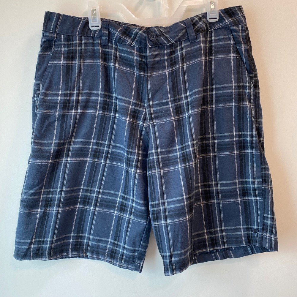 O'Neill Shorts Mens 38 Navy Blue Plaid Beachy Cozy Casual Surf Walk Shorts